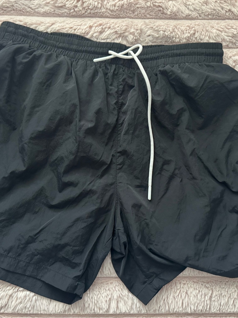 Boss Black Swim Trunks with White Drawstring
